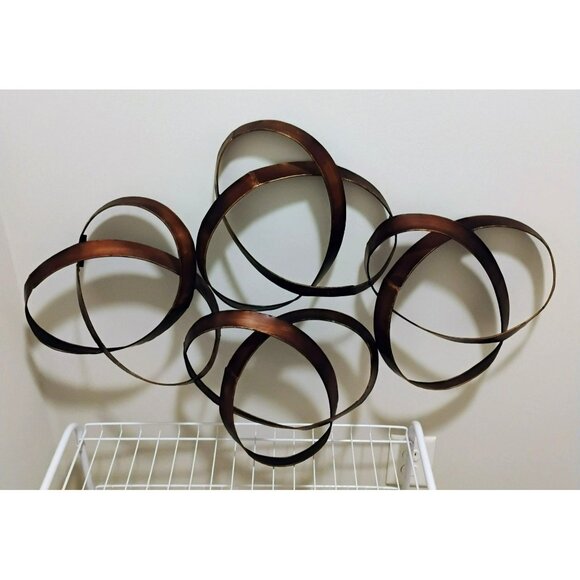 Handcrafted Abstract Metal Wall Art Sculpture In Bronze-Tone Copper Finish 32" - Picture 2 of 10